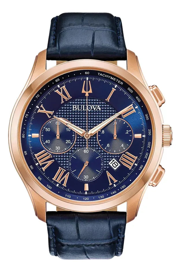 Relógio Bulova 97b170 Pulseira Couro Azul