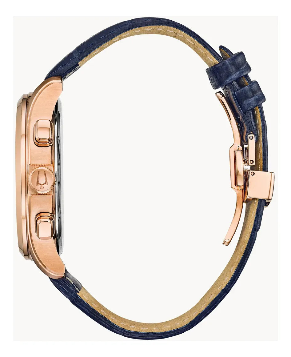 Relógio Bulova 97b170 Pulseira Couro Azul